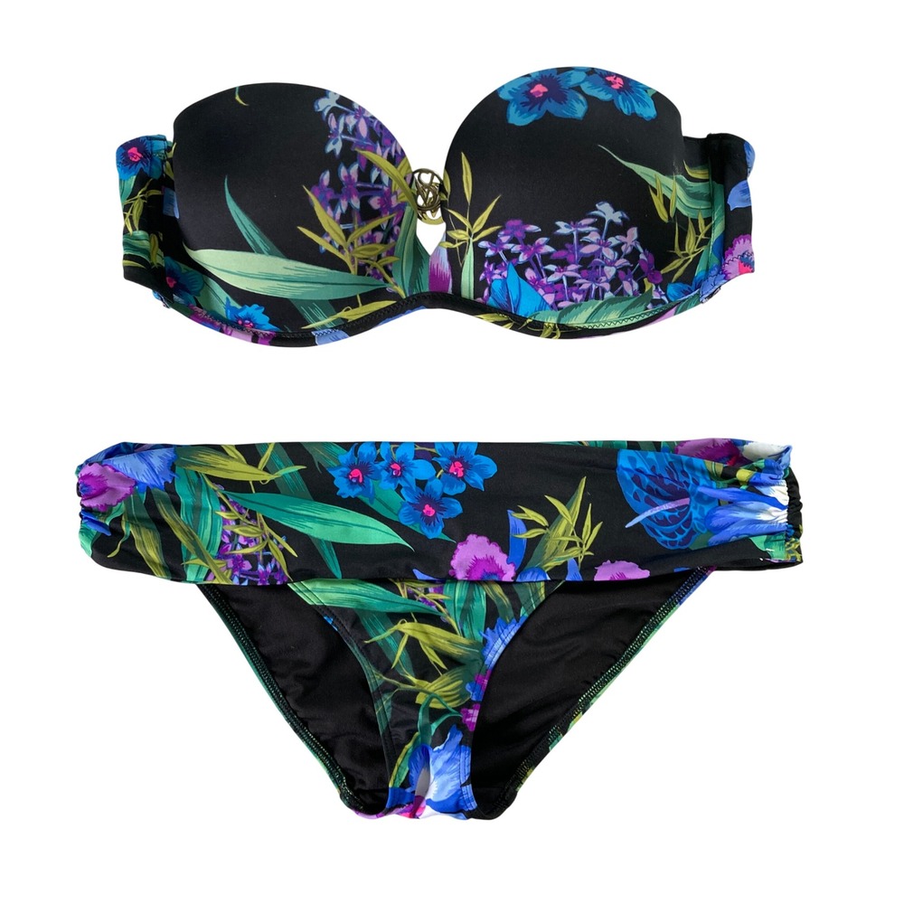 Victoria's Secret‎ Bombshell Bikini Set Tropical Dark Floral (Size 36B Small)